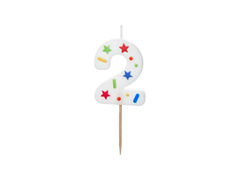 Lumânare confetti numărul doi - 2 - 1 buc.