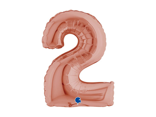 Balon din folie numărul 2 roz auriu - 14" - 1 buc.