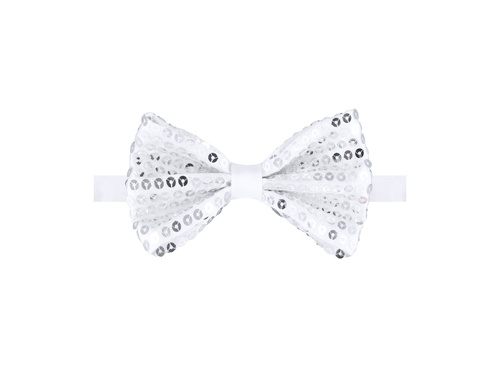 Papion argintiu cu paiete - 7 x 12 cm - 1 buc.