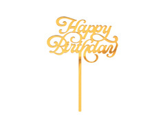 Plexiglas tort topper Happy Birthday aur - 1 buc.