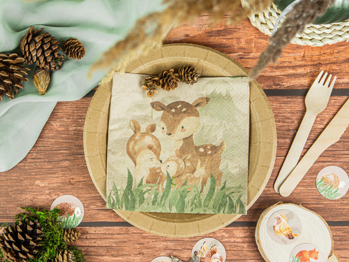 Șervețele pentru aniversare „Animăluțele Pădurii” – 33 cm – 20 de bucăți.