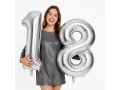 Număr 18 baloane din folie argintie - 86 cm - 2 buc.