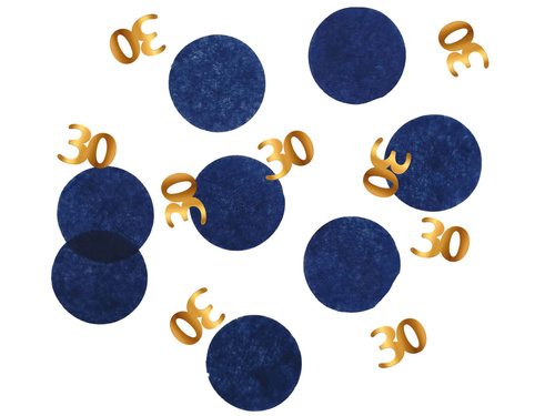 Confetti pentru a treizecea aniversare albastru marin și auriu - 25g