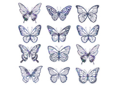 Abțibilduri fluture holografic negru - 12 buc.