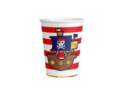 Cupe aniversare cu harta piraților - 250 ml - 8 buc.