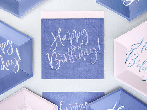 Șervețele albastru marin Happy Birthday - 33 cm - 20 buc.