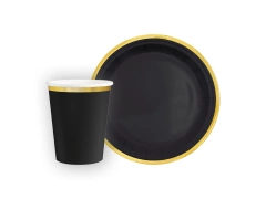 Set de hârtie neagră cu margini aurii - 12 buc.