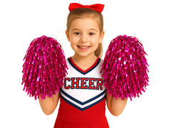 Pompoane roz metalizat pentru majorete - 2 buc.