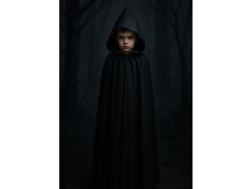 Pelerină cu glugă neagră