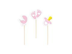 Baby Shower roz picks - 6 buc.