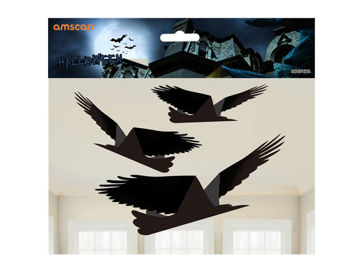 Decorațiuni suspendate Crows pentru Halloween - 3 buc.
