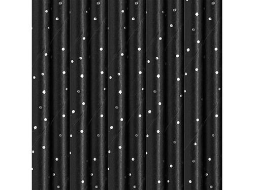 Paie tub negru cu puncte argintii - 10 buc.