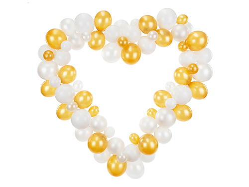 Ghirlandă de baloane albe și aurii cu un cadru Heart - 104 elemente