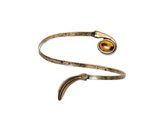 Brățară din aur îmbătrânit cu frunză și ochelar de chihlimbar