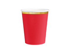 Cupe roșii cu margine aurie - 220 ml - 6 buc.