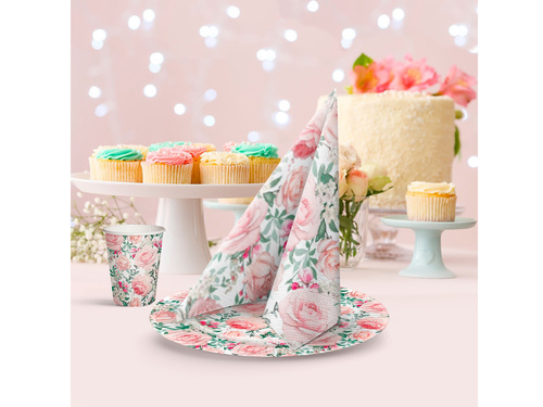 Farfurii de hârtie Trandafiri - 23 cm - 8 buc.