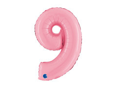 Balon din folie numărul 9 roz pastel - 14" - 1 buc.