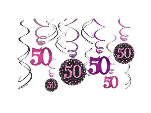 Vârtejuri de decor suspendate - 50th - 12 buc.