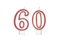 Lumânări numerice cu margine roșie - 60 - șaizeci - 2 buc.