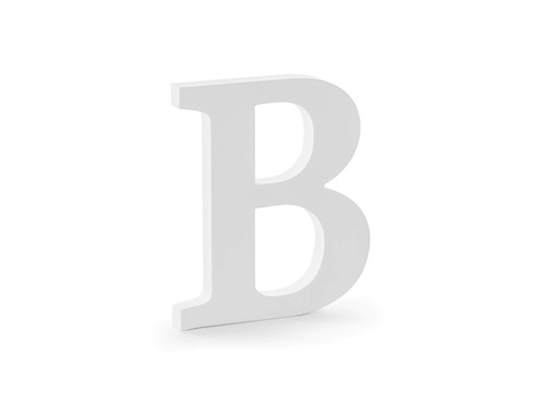 Decor din lemn litera B - alb