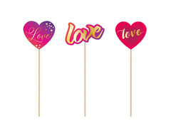Toppere pentru tort din hârtie Love - 3 buc.