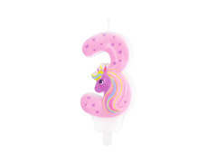 Unicorn lumânare număr - 3 - trei