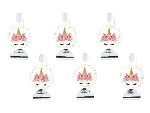 Unicorn roll-out trompetă fluierături - 6 buc