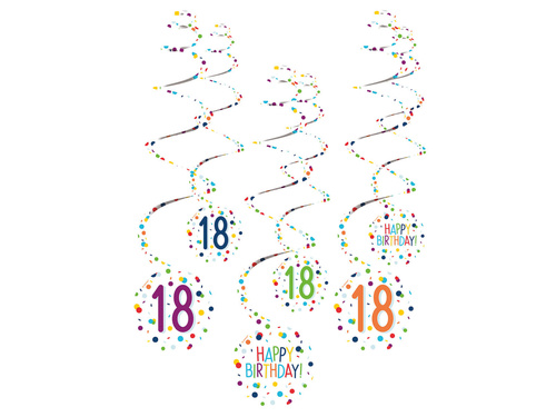 Decorațiuni suspendate de molid pentru a 18-a petrecere Confetti - 6 buc.