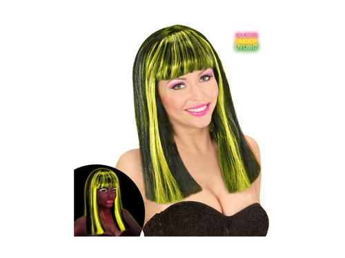 Peruca neagră și galbenă neon Patsy cu reflexii