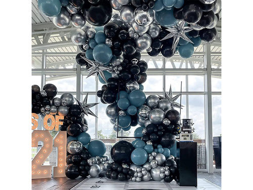 Set de baloane pentru ghirlanda de baloane negru-albastru-argintiu - 88 buc.