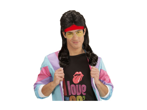 Bandă roșie de sport cu păr negru creț