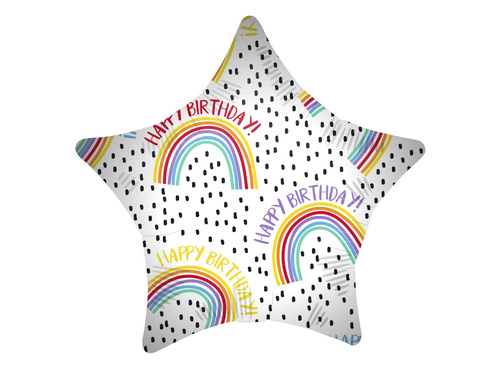 Balon cu steluță Happy Birthday - 46 cm - 1 buc.
