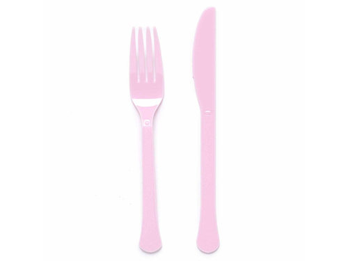 Tacâmuri din plastic roz deschis - 24 buc.