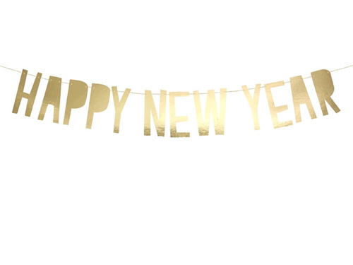 Happy New Year banner auriu - 90 cm - 1 buc.