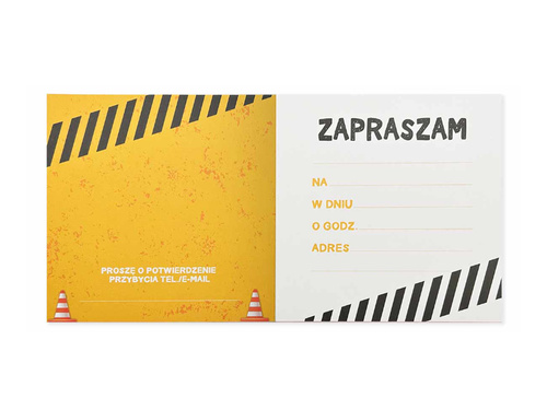 Invitații aniversare Excavator - 5 buc.