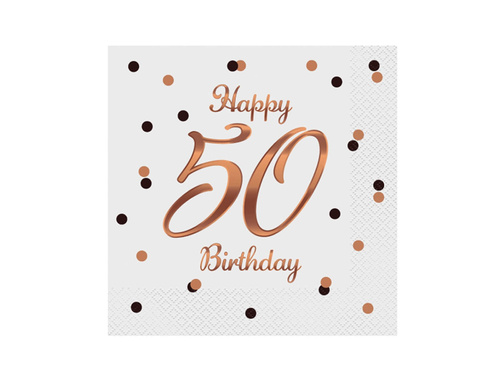 Șervețele pentru a cincisprezecea aniversare alb - 33 cm - 20 buc.