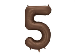 Balon din folie maro cu numărul 5 - 86 cm - 1 buc.