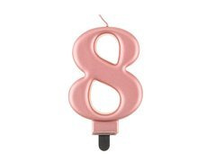 Număr metalic lumânare aur roz - 8 - opt