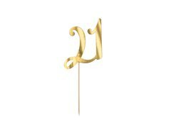 Cake topper pentru ziua de naștere 21 de aur - 20.5 cm - 1 buc.