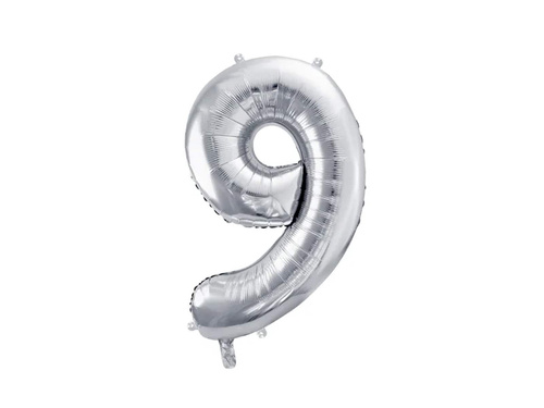 Balon din folie numărul 9 argintiu - 72 cm - 1 buc.