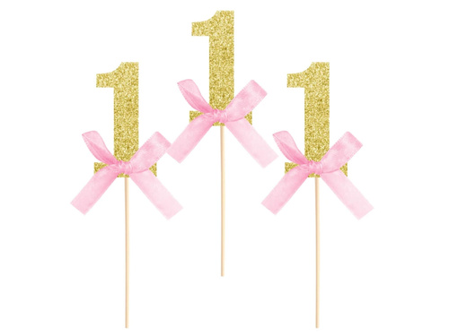 Culegătoare de brioșe cu arc roz pentru petrecerea aniversară cu arcuri roz - 6 buc.