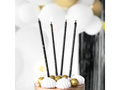 Lumânări lungi de aniversare negre și aurii - 15 cm - 8 buc.