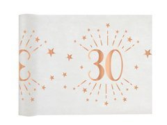 Suport de masă imprimat pentru decorarea celei de-a 30-a aniversări Sparkling pink gold - 30 cm x 5 m - 1 buc.