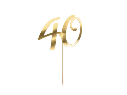Topper de tort pentru a 40-a aniversare aur - 20,5 cm - 1 buc.