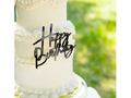 Topper lateral pentru tort Happy Birthday - negru - 1 buc.