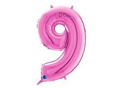 Balon din folie numărul 9 fuchsia - 66 cm - 1 buc.