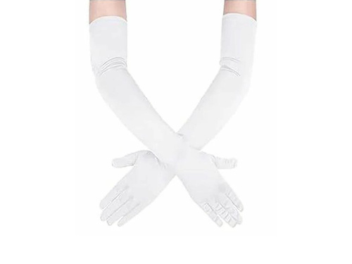 Mănuși de carnaval albe lungi - 55 cm