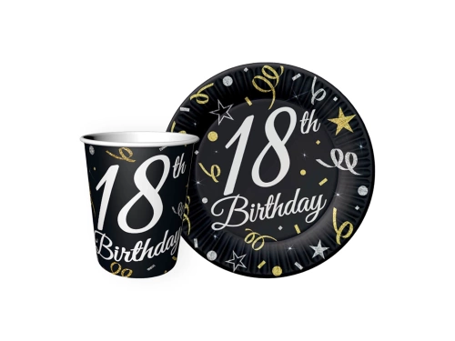 Set de hârtie neagră pentru a 18-a aniversare 24 buc.
