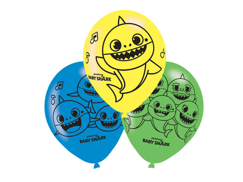 Baloane latex Baby Shark - 27.5 cm - 6 buc