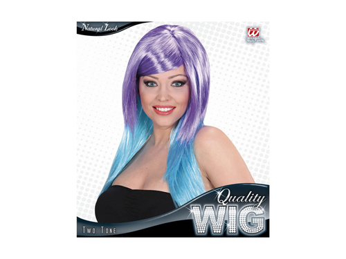 Peruca bicoloră mov și turcoaz